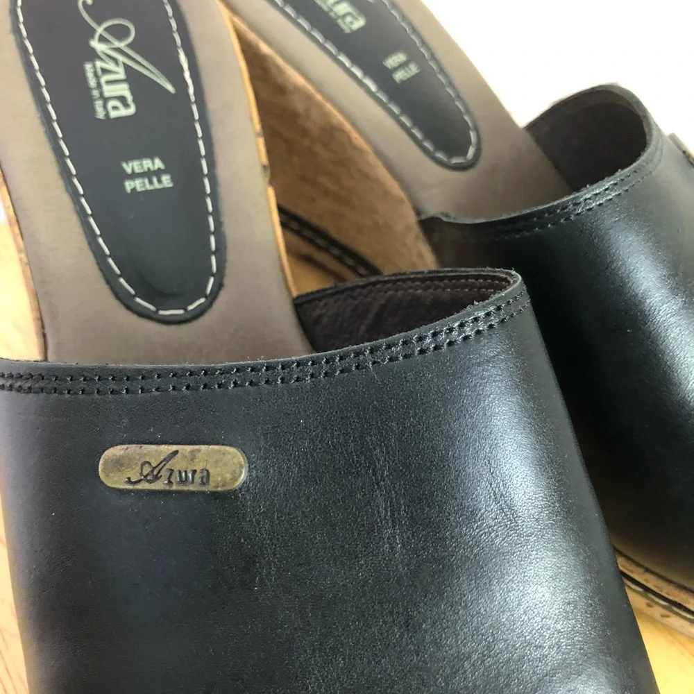 Azura Made in Italy Wedge Black Sandal SzEUR41/9‎